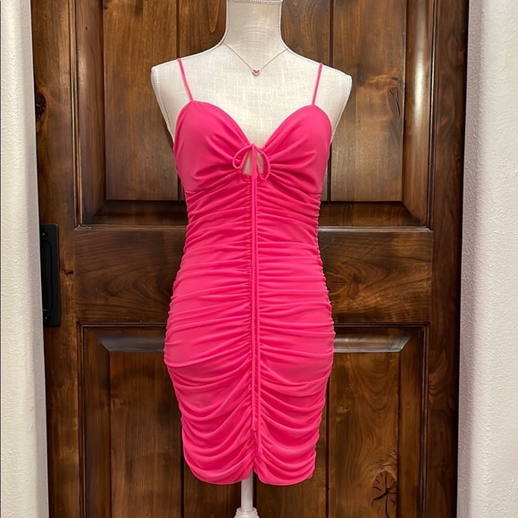 Cotton Candy Dresses & Skirts - Cotton Candy Pink Ruched Mini Dress for Night Out